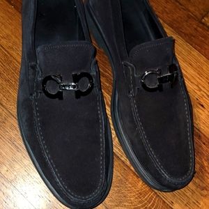 11.5 Ferragamo Black Suede loafers